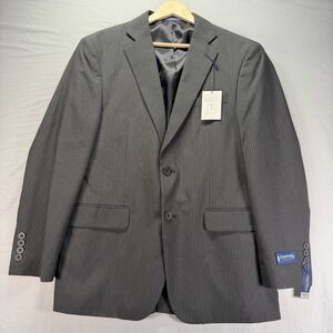 Stafford Blazer Mens 38S Black Pinstripe Two Button Jacket Sport Coat NWT